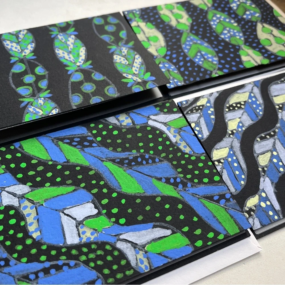 Colorful Patterned Cards-Artist Designed & Painted. Very Special Occassion Cards